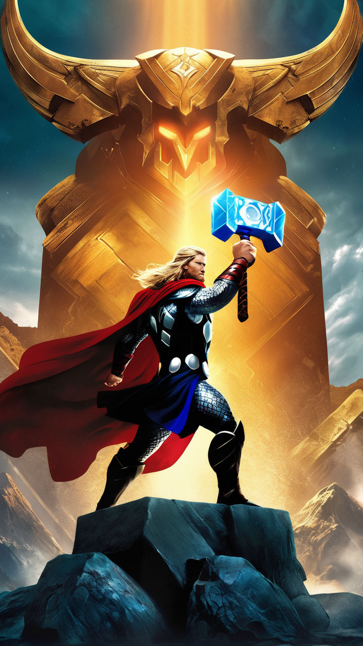 Hammer of Thor and Lightning Bolts Symbol (2238258)