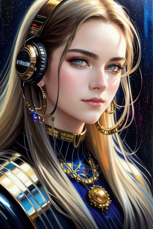 Premium AI Image  Cyberpunk anime girl with headphones blue eyes