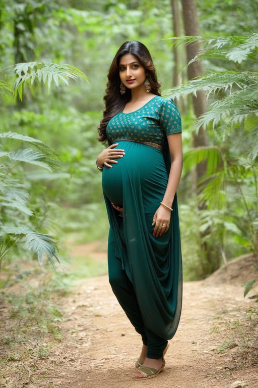 a pregnant mother wearing silk saree - Playground