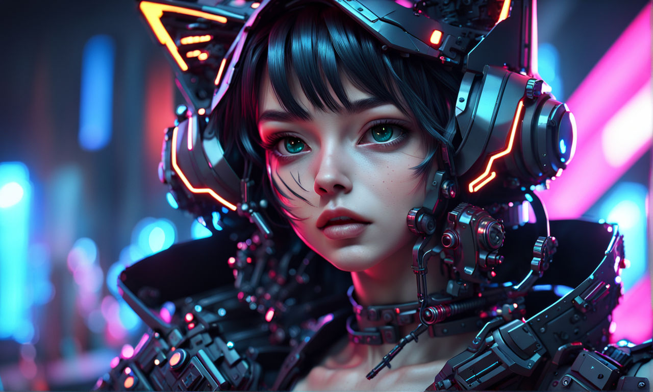 Fairy Girl Cyberpunk Style Desktop Wallpaper - Fairy Girl Wallpaper