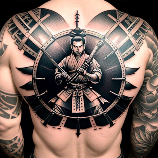 2 Sheet Death Samurai Japanese Chest Shoulder Semi Permanent Tattoos