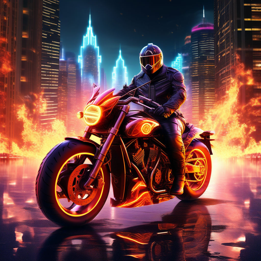 Unreal Engine 5 Robot riding super sports motorbike Poster vibrant colors  ukiyoe pictures of floating world manga dystopian hellfire large jacked up  monster truck ominous samurai warrior cyberpunk cyborgs steam diesel cruella