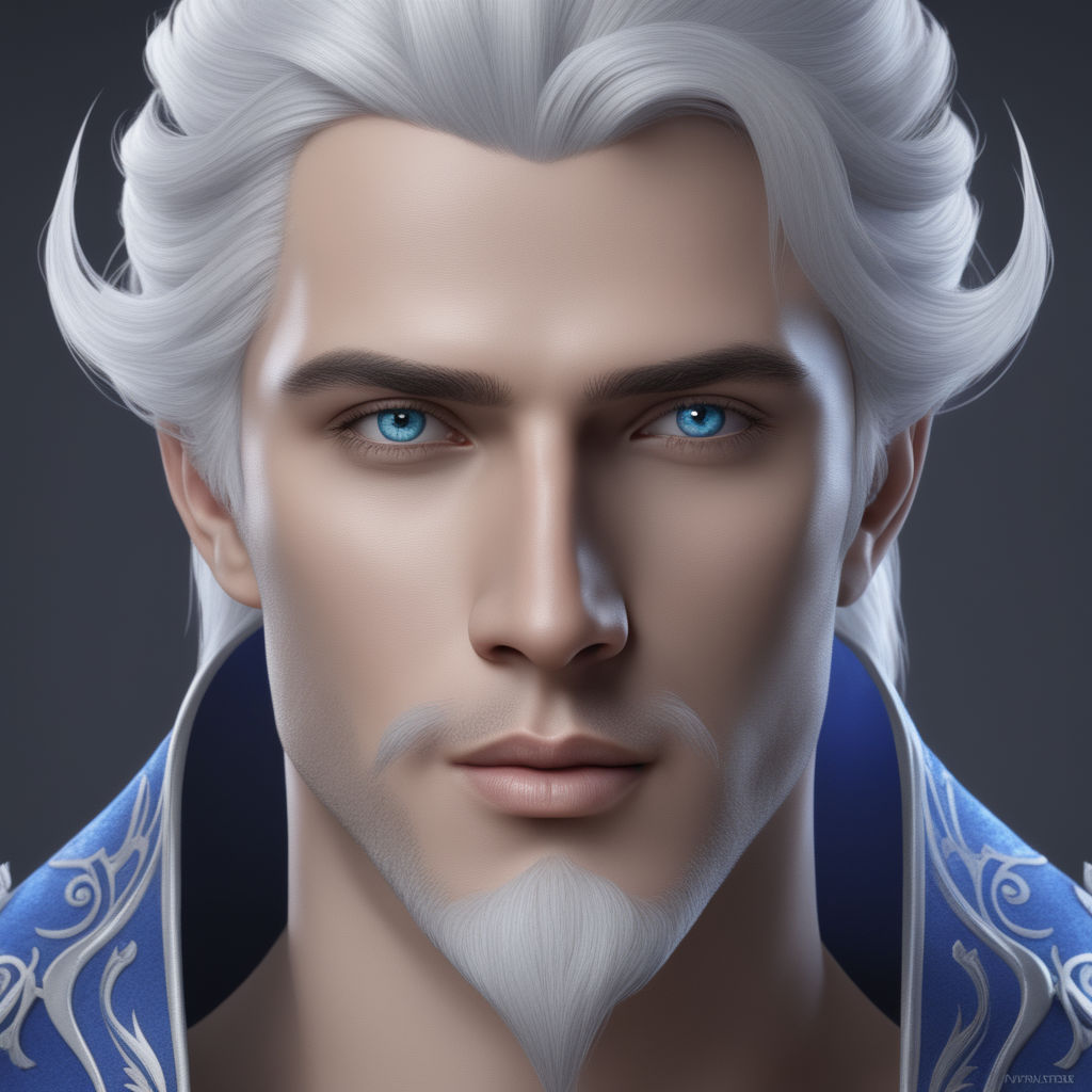 1boy, white spiky hair, blindfold, blue bloomy eyes