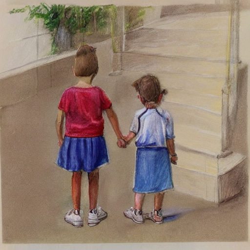 little girls holding hands painting