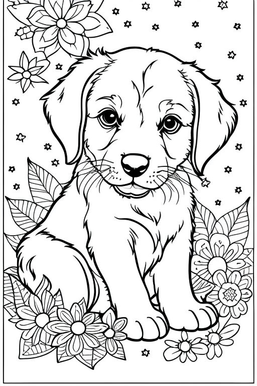 black and white coloring page for kids cartoon style cute golden ...