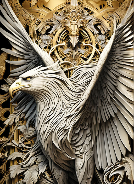 a stunning harpy eagle. The art nouveau-inspired piece emanates