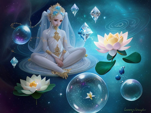 Prompt: space, lotus, dreamy, diamonds, bubbles,