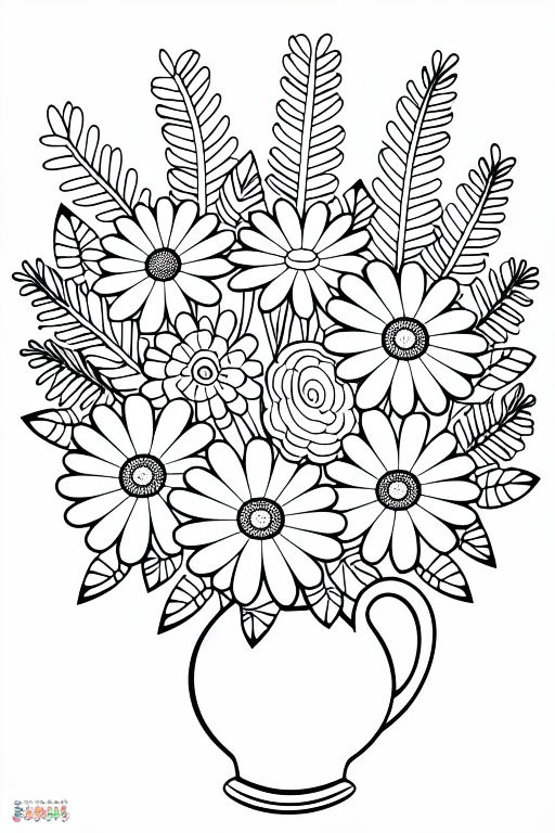 Flower Coloring Book for Adults with Black Background - Art