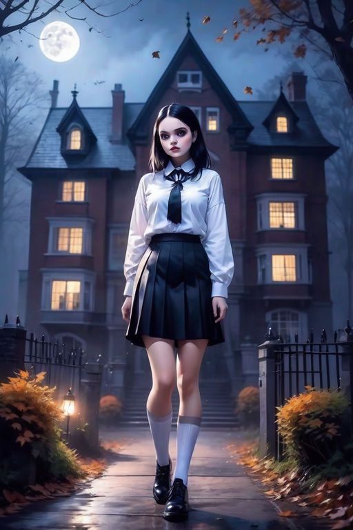 fairy a fantasy image of Wednesday Addams with Jenna Ortega face