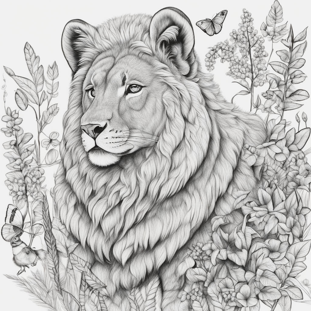 realistic lion coloring pages