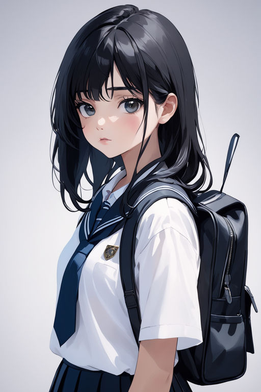 black hair close kuraue hinata loli purple eyes school uniform