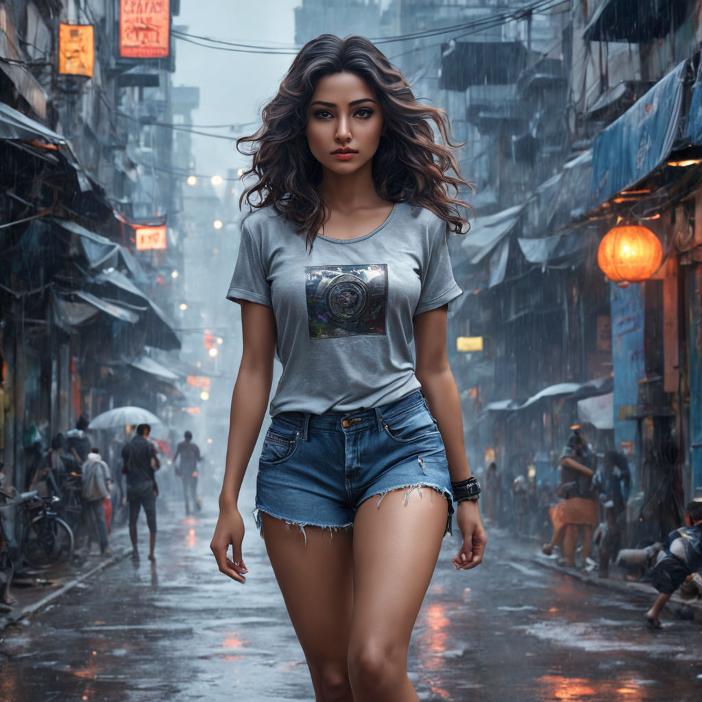 hyper realistic girl, indian suit, sexy looks cityscape 3d 8k 