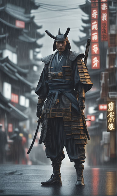 illustration vector graphic of Samurai training at night on a full