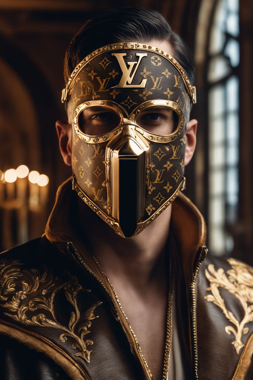 Mortal Kombat Fashion : man wearing Louis Vuitton monogram concept mask,  renaissance period, hyper realistic v--5, 8k, 8mm lens, trending on  artstation, sharp focus, studio photo, intricate details, highly detailed,  by greg