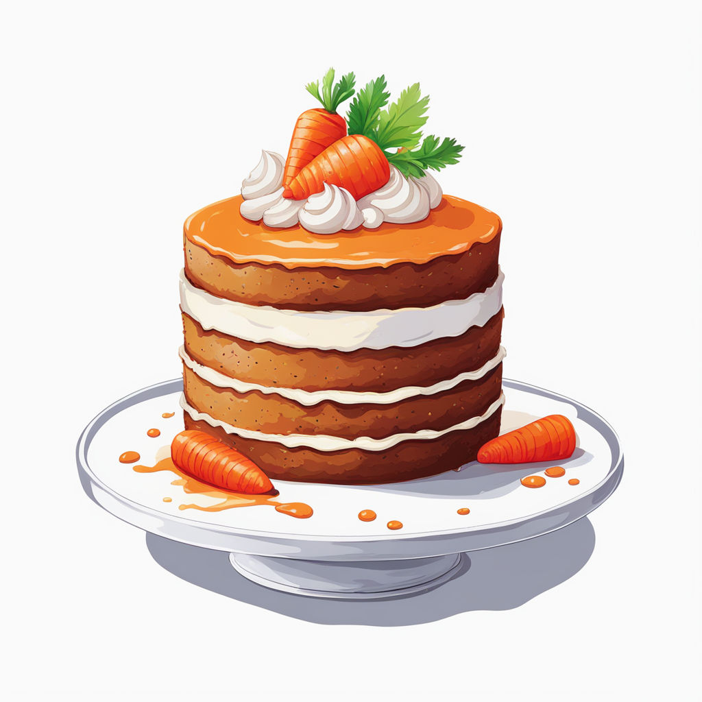 Carrot Cake Cute Kid Style Oil Paint, Gouache, Grunge, Style PNG  Transparent Image and Clipart for Free Download