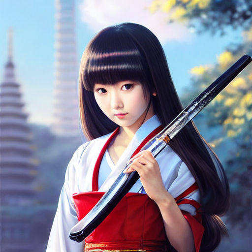 Premium AI Image | Cute Anime Samurai Girl With Black Hair