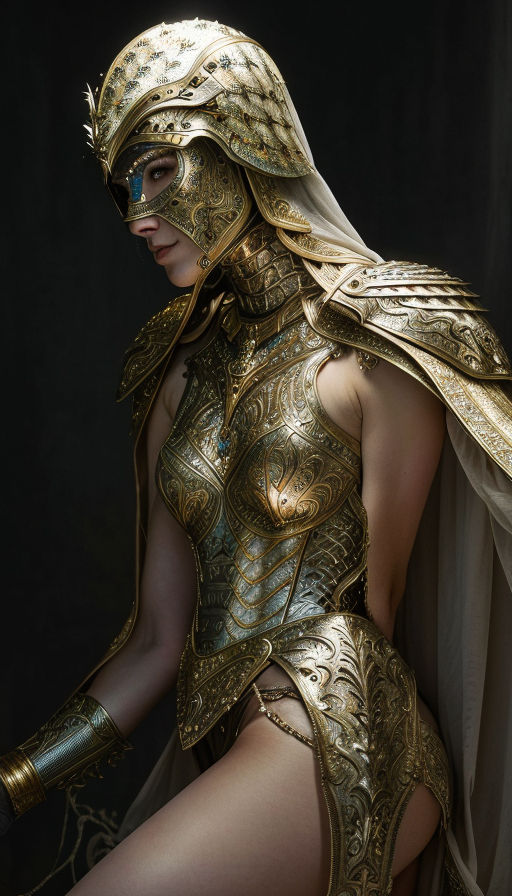 NadineJ Beautiful Woman in Metal Armor · Creative Fabrica