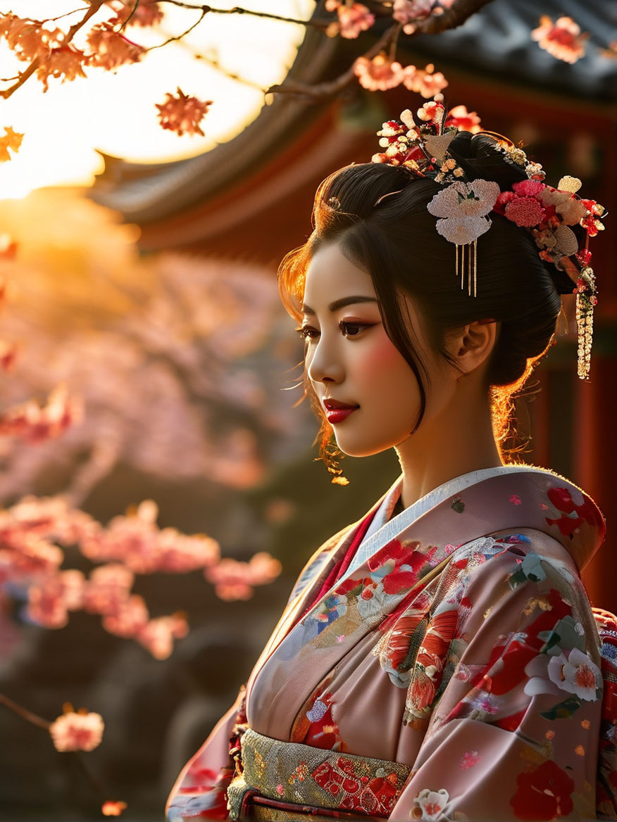 close up sensual girl with kimono