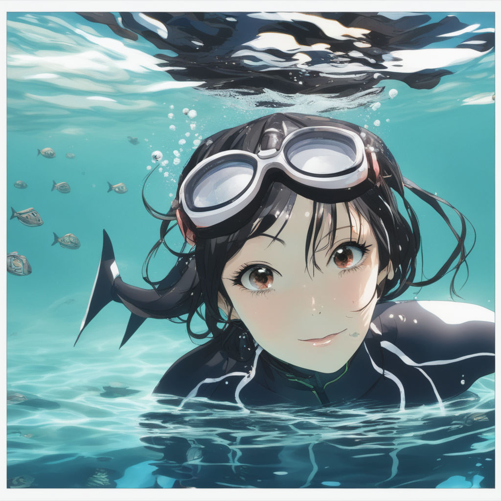 Lexica - Person underwater with diving gear killing marine life a harpoon, anime,dramatic,roblox phumbnail