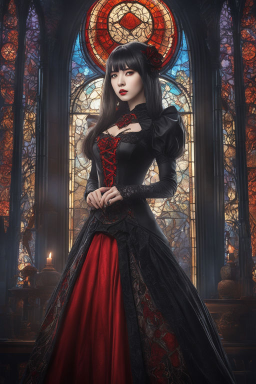 Beautiful Face Victorian Gothic Style Vampire Girl Mural Horror