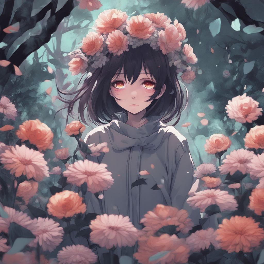 anime girl animegirl roses demons girlflower  Anime Character With  Flowers HD Png Download  Transparent Png Image  PNGitem