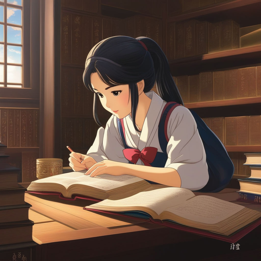 lofi style anime girl studying | Tensor.Art