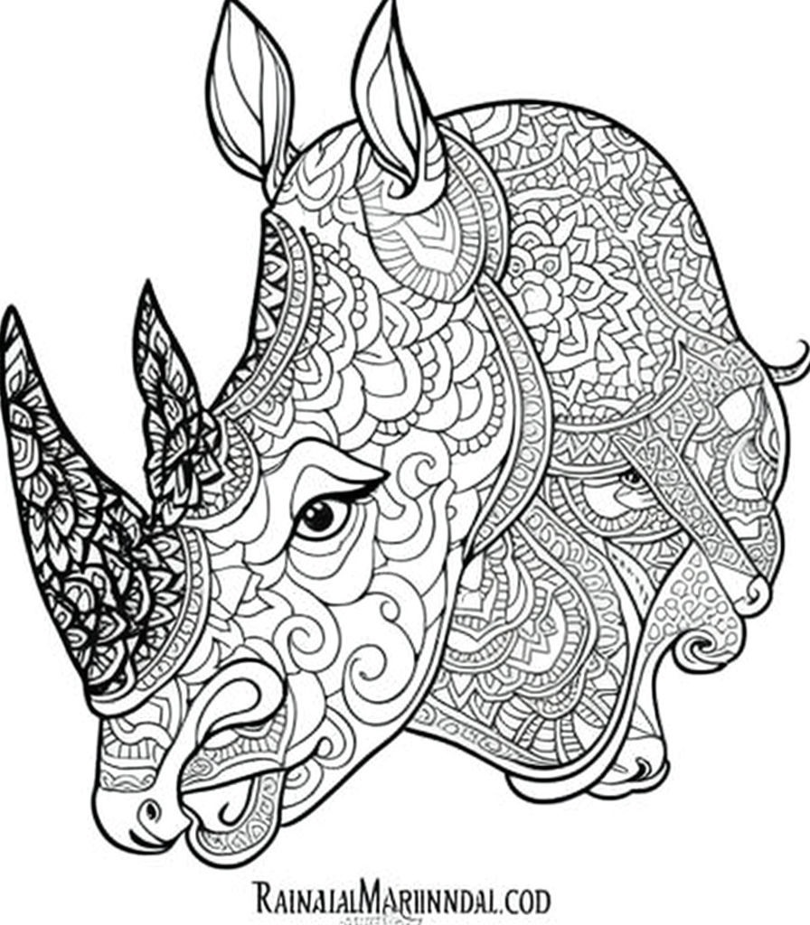 rhino head coloring pages