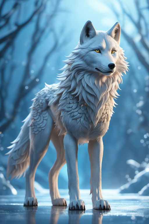 anime white wolves with blue eyes