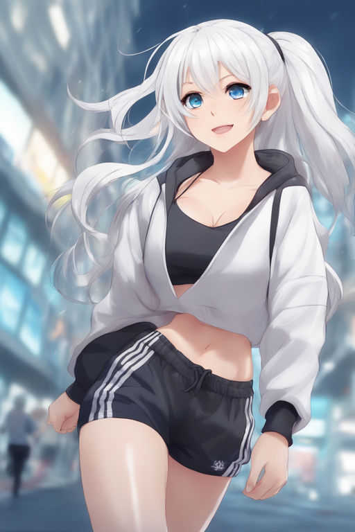 Anime, anime girls, Kodamazon, blue eyes, brunette, Side ponytail, crop  top, HD phone wallpaper | Peakpx