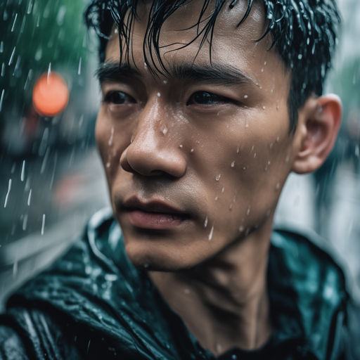 guy crying in rain