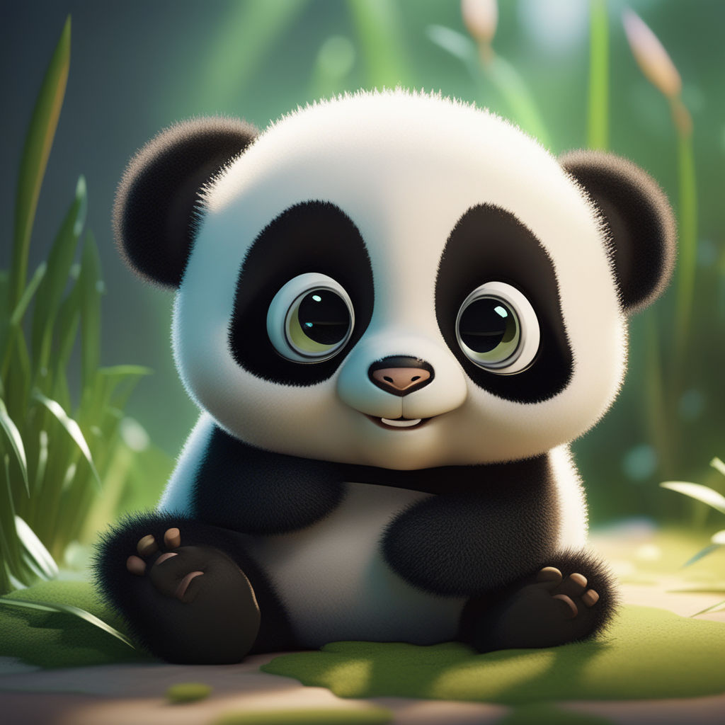 baby panda cartoon with big eyes