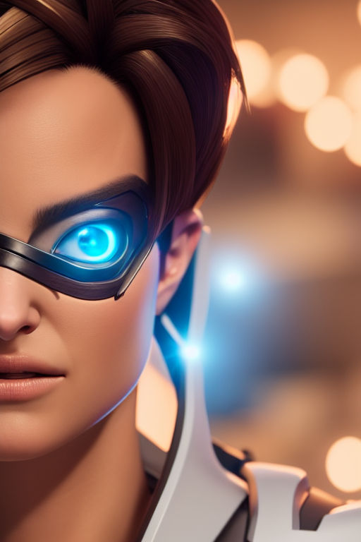 overwatch tracer, clean face, with a very beautiful