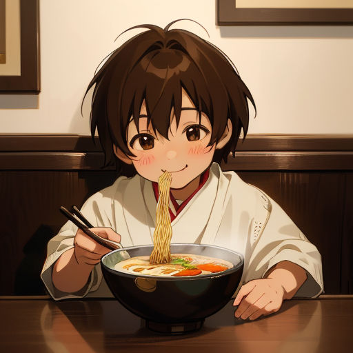 Cute Anime Girl Eating Ramen Noodles' Sticker | Spreadshirt