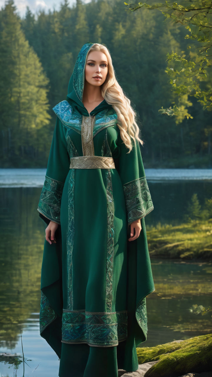 Medieval Black Cotton Dress Lady Hunter. Available in: dark blue cotton,  green cotton, white cotton, black cotton, blue cotton, burgundy cotton, red  cotton, gold celtic trim, silver celtic trim, green-gold celtic trim