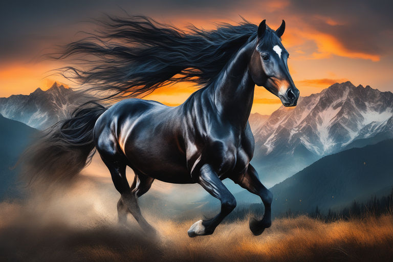 Black Horse Beautiful Portrait Wallpaper Hd Background, Black