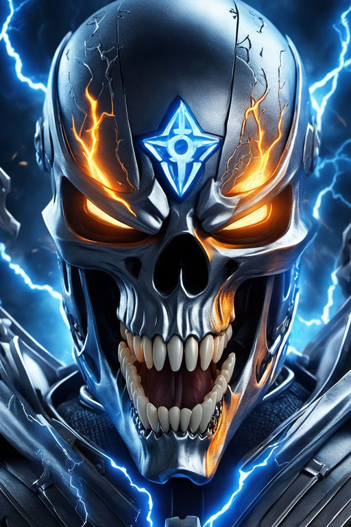 ghost rider skull blue flame