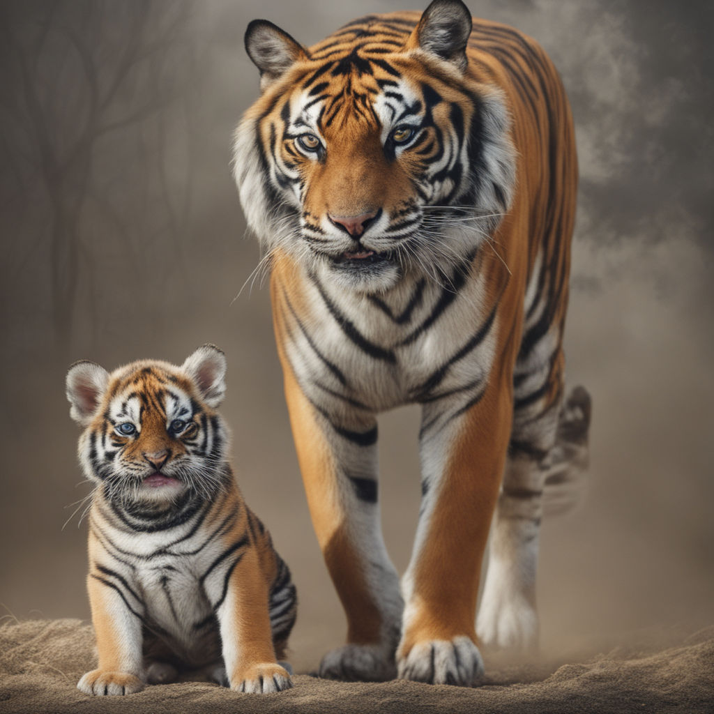 both are wearing Bengal tiger-striped orange and black jerseys. -  Playground AI