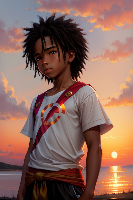 Afro-americano bonito garoto africano Dread Locs Anime Naruto Desenho  altamente realista · Creative Fabrica