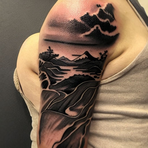 Japanese landscape tattoo  Tattoogridnet