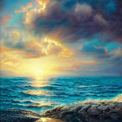 sunlight through clouds painting