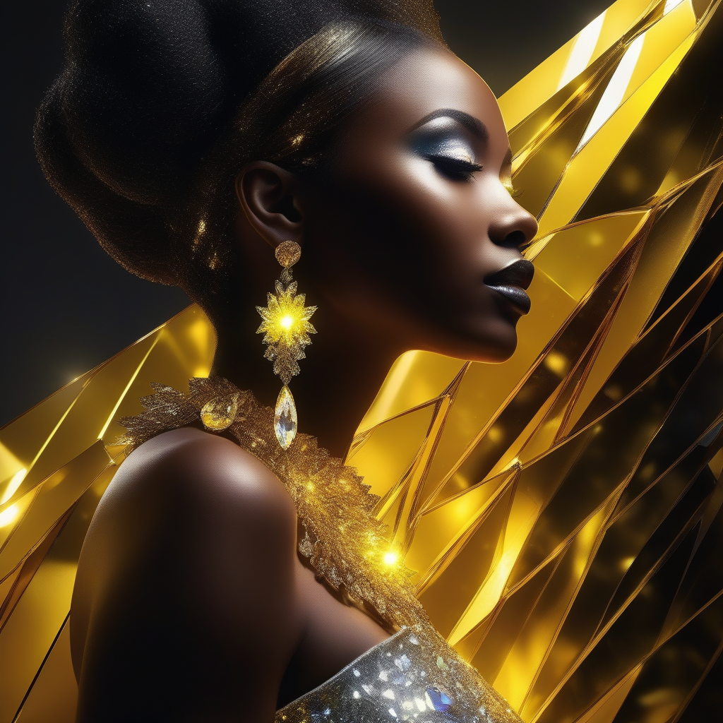 Dark Skinned Adorable Girl with Turquoise Fractal Pearls and Fractal Gold  Gems · Creative Fabrica