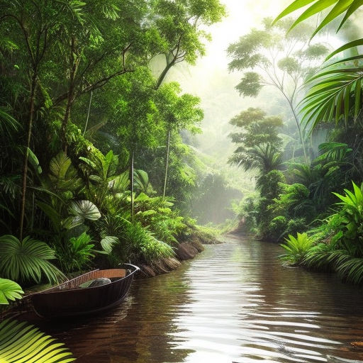 Tropical Jungle Rainforest Footpath Landscape Photo Photograph Rain Forest  Stream Water Rocks Lush Foliage Tree Canopy Green Leaves Branches Moss