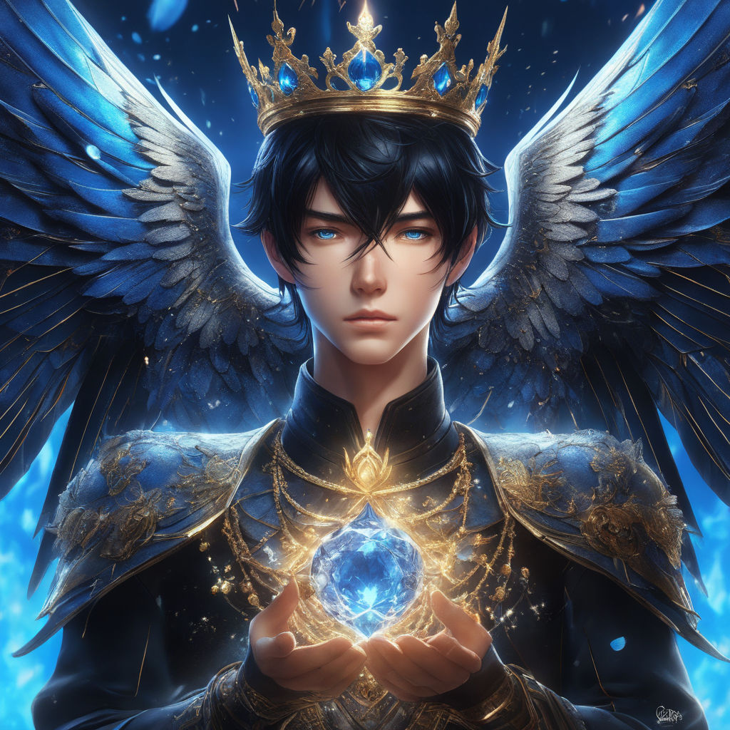 anime boy with wings and black hair