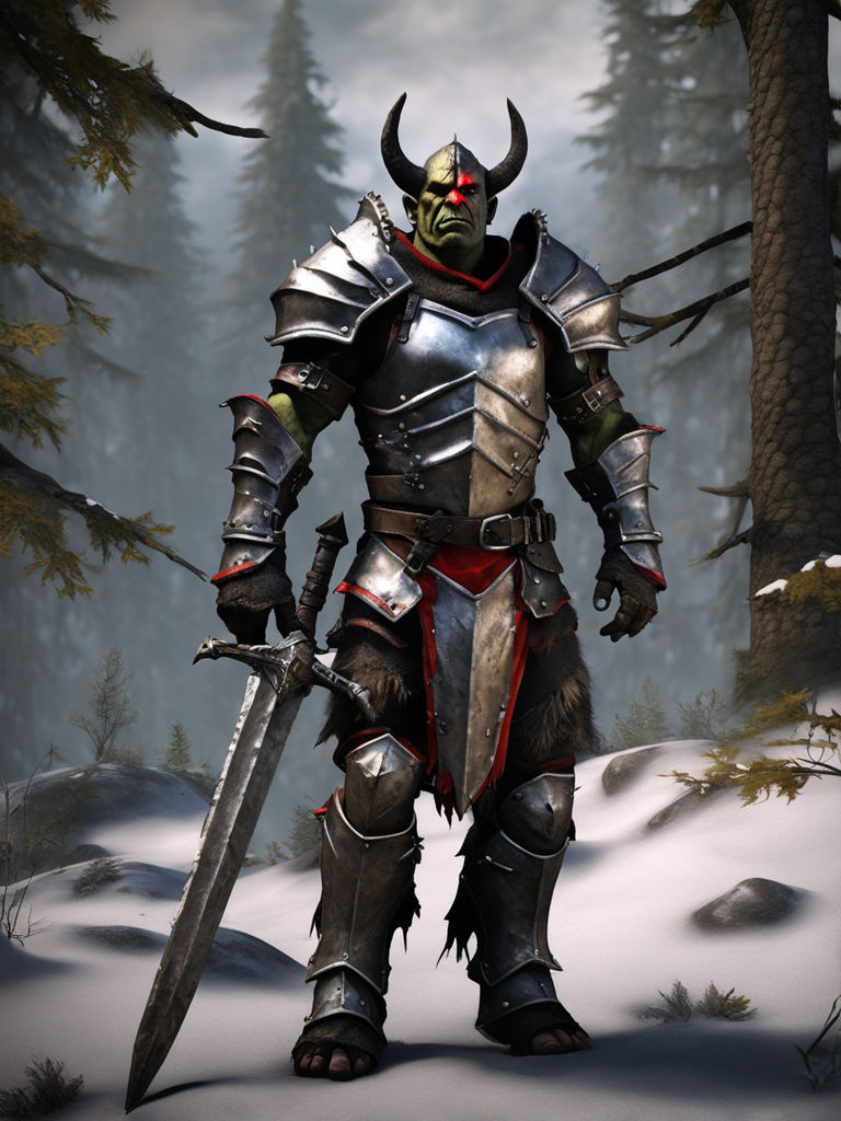 Orc warrior now starts with sword and shield in a plate bodypaint