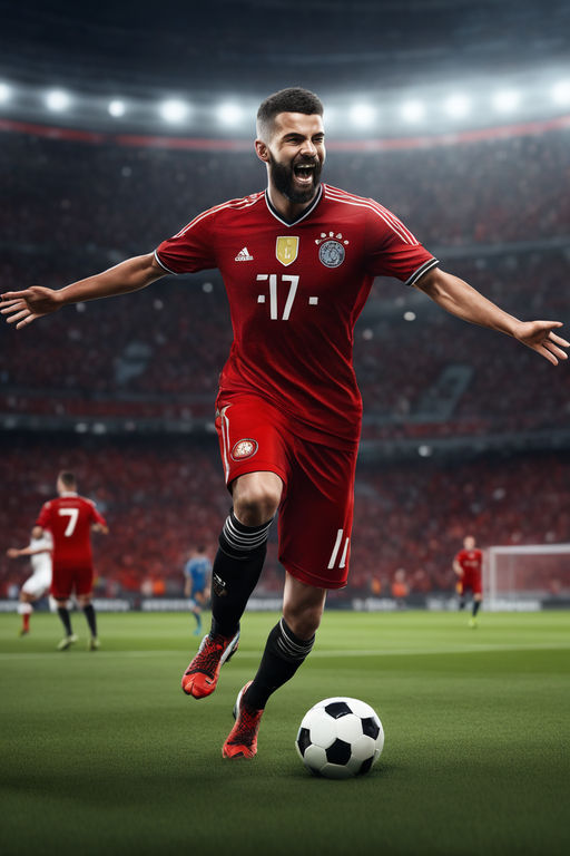 ArtStation - Soccer Football Cherry Red with Black Jersey Player-11