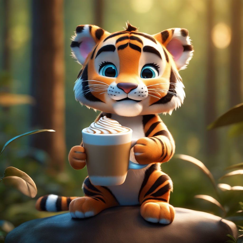 Bengal Tiger Cub 3D Printed Miniature Figurine 