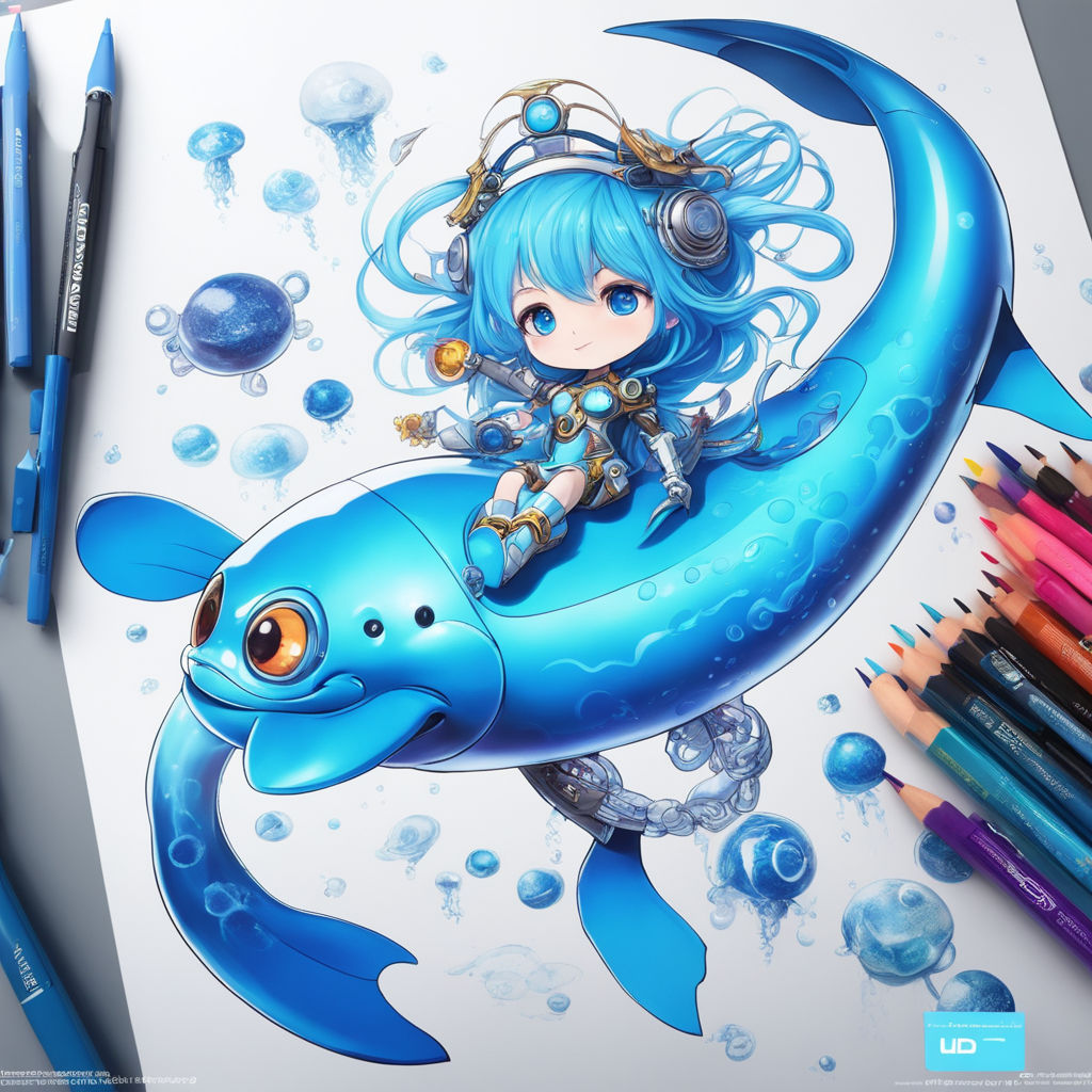 Happy Anime Girl Hyper Realistic Illustration Cartoon Kawaii Chibi