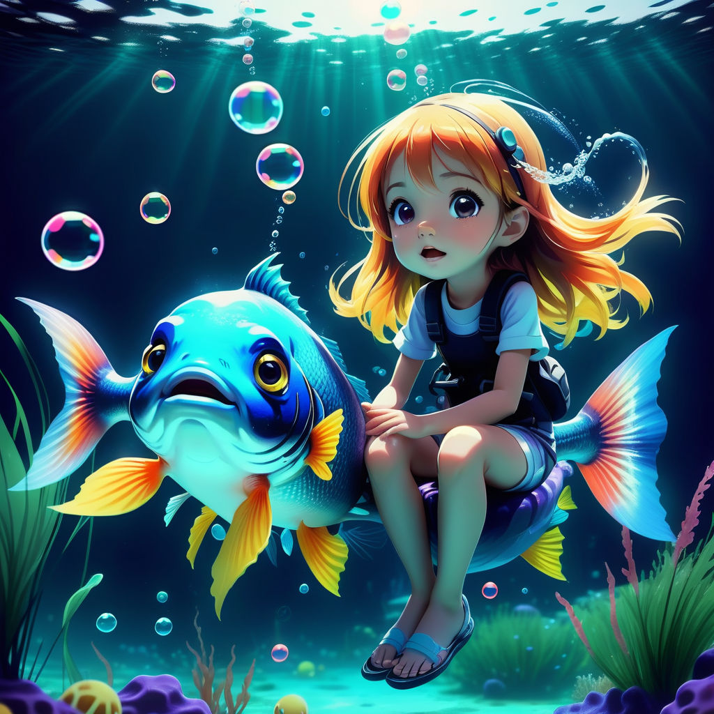 Fantasy Ocean Adventures Anime Girl Swimming With the Fish -  Hong Kong