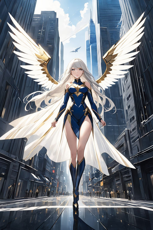 girl beautiful anime style white hair - Playground