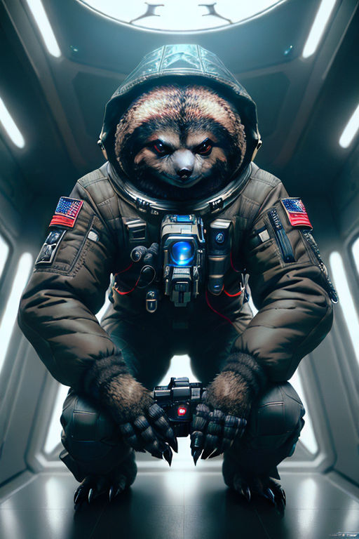 sloth wearing a space suit